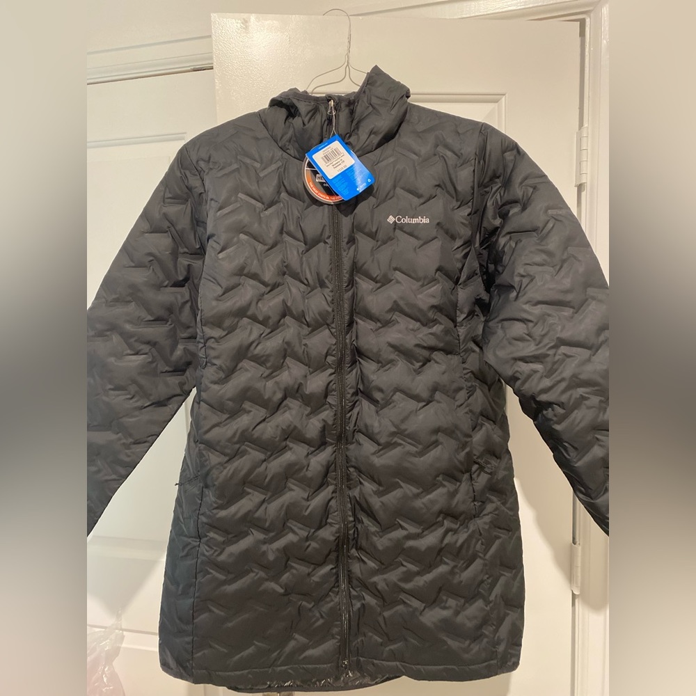 Columbia Women's Delta Ridge Long Down Jacket, Black, 1x Plus